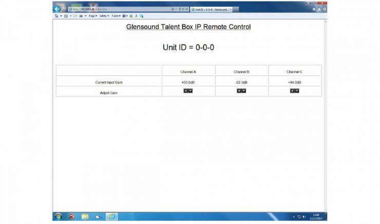 Talent Box IP Remote web page screen shot